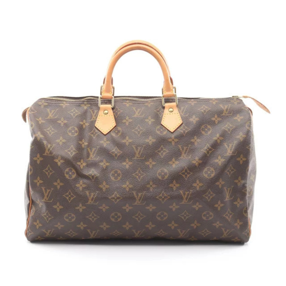 Louis Vuitton Speedy Handbag Canvas Leather Monogram Brown